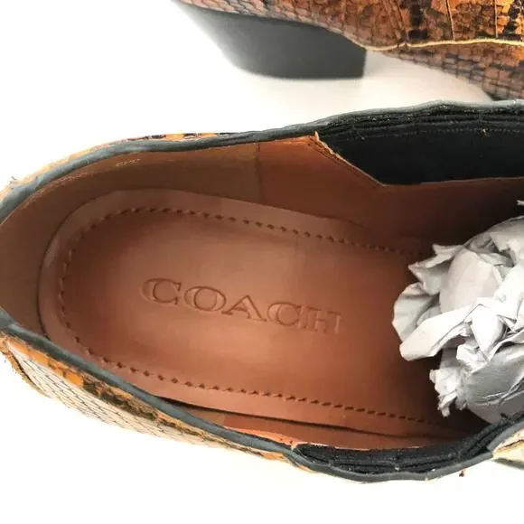 Coach Perri Snake Print Ankle Bootie Carmel Leather Westerncore - Picture 4 of 12